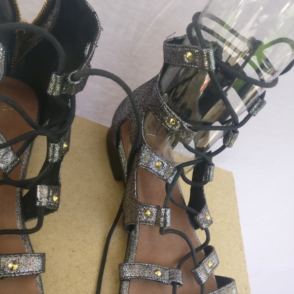 Leathersandal Free People Crinkled Leather padded Gladiator wrap Sandal 37/6us - Picture 6 of 9